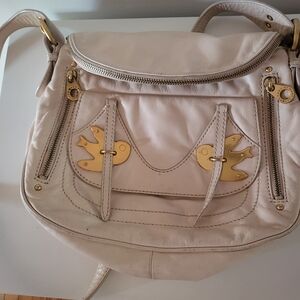 Marc Jacobs Cream Shoulder Bag with Gold Accents